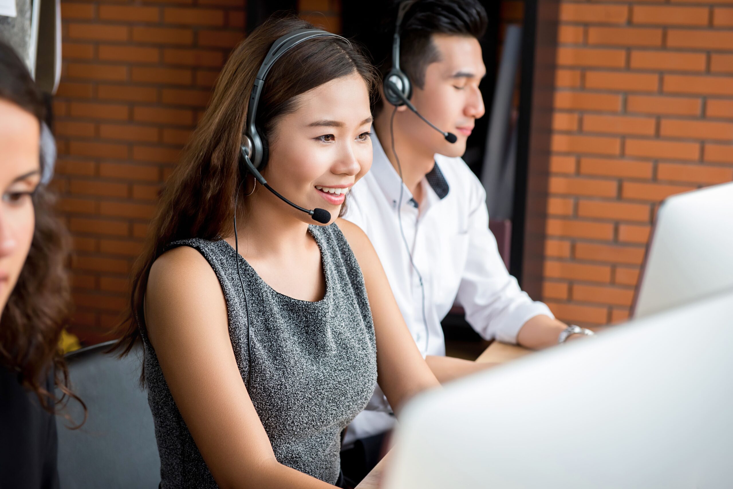 Woman on help desk support